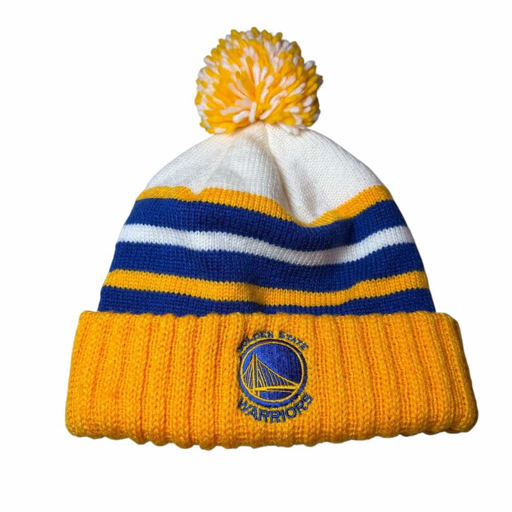 Mitchell & Ness Golden State Warriors Pom Beanie Hat